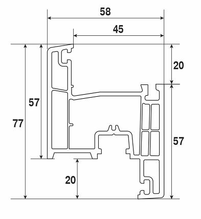 Профиль NOVOLINE/ORAS 58-4К COMFORT створка,шт=6,5м Профиль NOVOLINE/ORAS 58-4К COMFORT створка,шт=6,5м